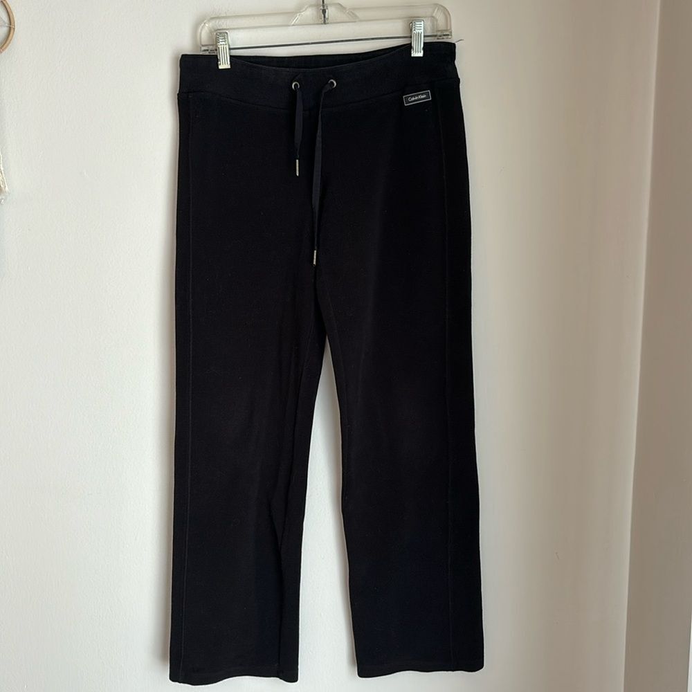 Calvin Klein Women’s vintage velour black track suit pants wide leg small EUC!